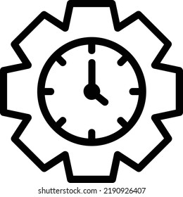 Setting Time Icon With Outline Style, Time Management Sign And Symbol Isolated On White Background