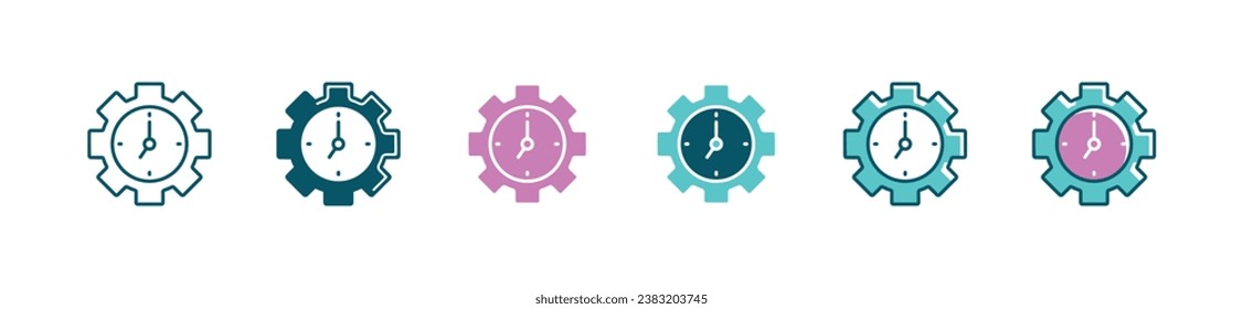 setting time management icon vector manage project deadline productivity with gears signs illustration design