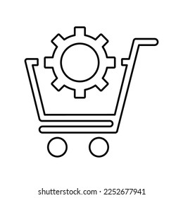 setting, trolley outline icon. Line art vector.