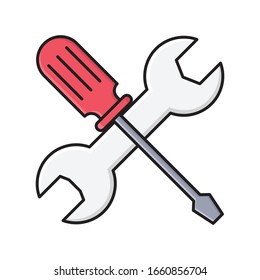 setting vector flat color icon 