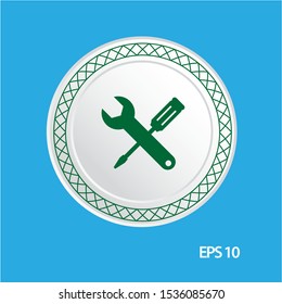 setting vector icon, circle flat design internet button, web and mobile app illustration