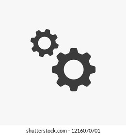 Setting vector icon, cogwheel sprocket button, Cog gear symbol, flat design sign isolated on white.
