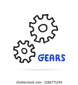 Setting vector icon, cogwheel sprocket button, Cog gear symbol, flat design sign isolated on white.