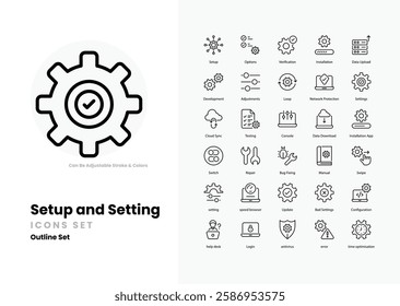 setting vector icon collection stock illustration