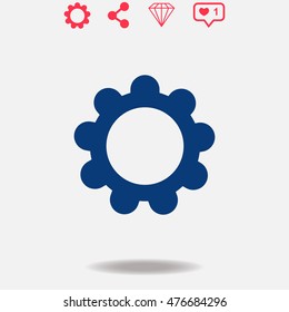 Setting vector icon on grey background.