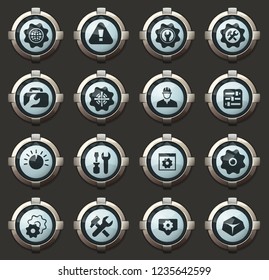 Setting vector icons in the stylish round buttons for mobile applications and web