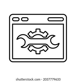 Setting, webpage outline icon. Line art vector.