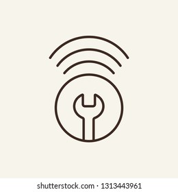Setting up wi fi line icon. Wrench connection sign on white background. Repair service concept. Vector illustration can be used for topics like modern life, technology