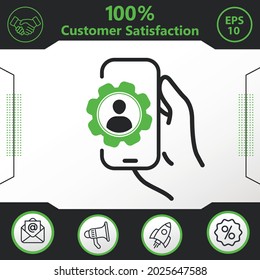 setting, worker in phone vector icon graphic elements for your work - Modern design