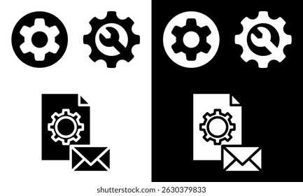 Setting and Wrench with gear, Branding Icon Design. Fix tool spanner and gear icon Wrench and Gear cogwheel sign Repair tools.