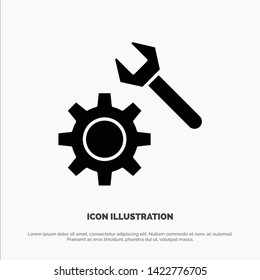 Setting, Wrench, Gear solid Glyph Icon vector