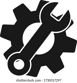 Icono de ajuste y llave. Vector de icono de mantenimiento 