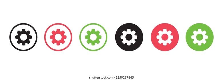 Configuración\Conjunto de vectores de signos de engranajes. Plantilla de diseño de iconos de conjunto de vectores modernos