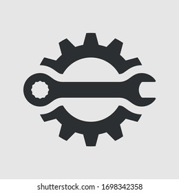 Settings or adjustments. Simple vector icon consisting of a spanner and a gear