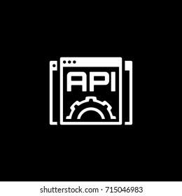 Settings API Icon. Business and Marketing. Isolated Illustration. Web Pages with text API and Gear in front.
