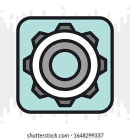 Settings app icon for smartphone, tablet, laptop or other smart device with mobile interface. Minimalistic color version on light gray background