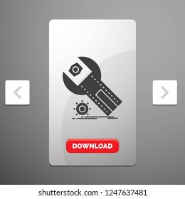 settings, App, installation, maintenance, service Glyph Icon in Carousal Pagination Slider Design & Red Download Button