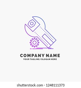 settings, App, installation, maintenance, service Purple Business Logo Template. Place for Tagline