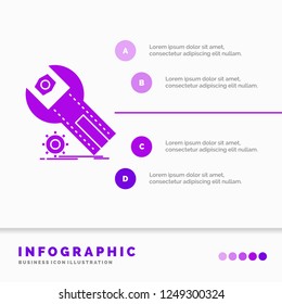 settings, App, installation, maintenance, service Infographics Template for Website and Presentation. GLyph Purple icon infographic style vector illustration.