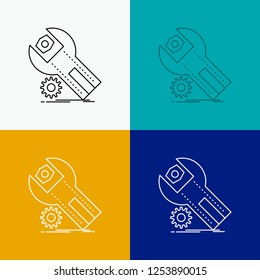 settings, App, installation, maintenance, service Icon Over Various Background. Line style design, designed for web and app. Eps 10 vector illustration