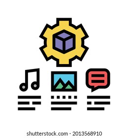 settings of audio, image and test ugc color icon vector. settings of audio, image and test ugc sign. isolated symbol illustration