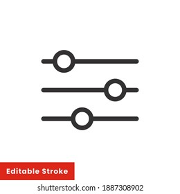 Settings bar line icon for web template and app. Editable stroke vector illustration design on white background. EPS 10