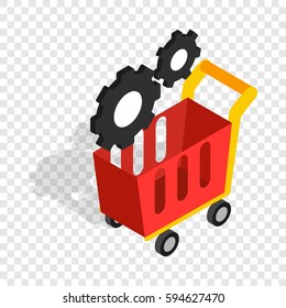 Settings basket in online store isometric icon 3d on a transparent background vector illustration