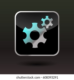 Settings beautiful black icon. Vector illustration.