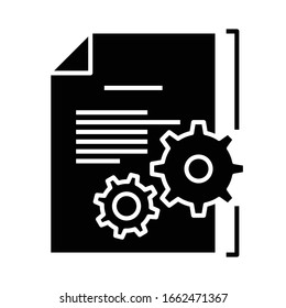 Einstellungen schwarz Symbol, Concept Illustration, Vektorillustration flaches Symbol, Bildzeichen.