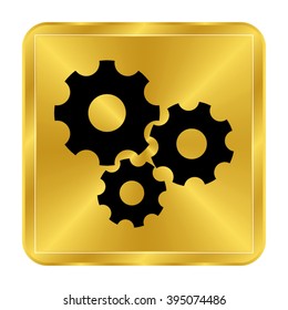 Settings - black vector icon;  gold button
