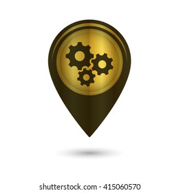 Settings - black vector icon; golden  map pointer