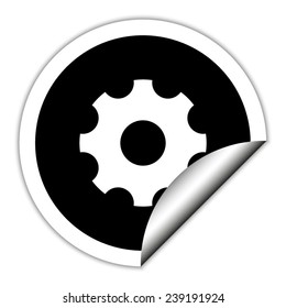 Settings - black vector icon. Round sticker.