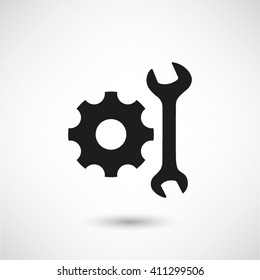Settings - black vector  icon with shadow