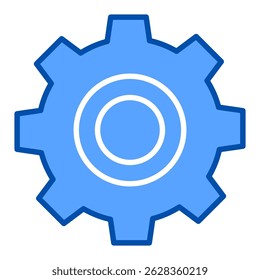 Settings blue color icon. Simple vector icon design in blue color style. Editable vector format