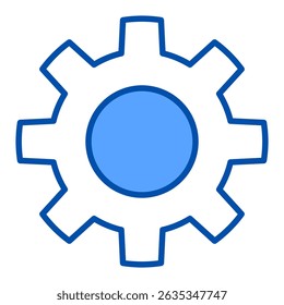 Settings blue color icon. Simple vector icon design in blue color style. Editable vector format