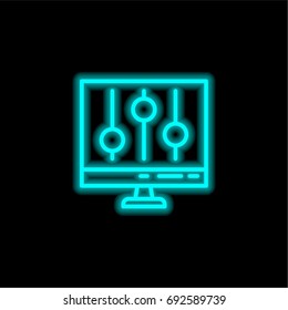 Settings blue glowing neon ui ux icon. Glowing sign logo vector