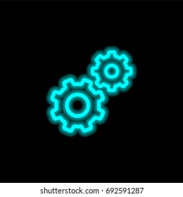 Settings blue glowing neon ui ux icon. Glowing sign logo vector