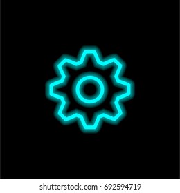 Settings blue glowing neon ui ux icon. Glowing sign logo vector