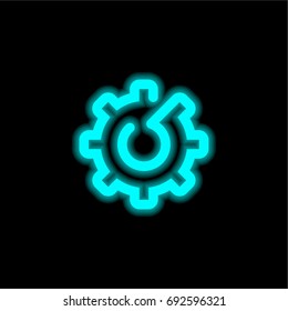 Settings blue glowing neon ui ux icon. Glowing sign logo vector