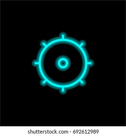 Settings blue glowing neon ui ux icon. Glowing sign logo vector