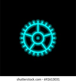 Settings blue glowing neon ui ux icon. Glowing sign logo vector