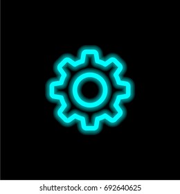 Settings blue glowing neon ui ux icon. Glowing sign logo vector