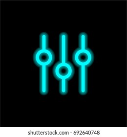 Settings blue glowing neon ui ux icon. Glowing sign logo vector