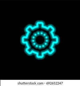 Settings blue glowing neon ui ux icon. Glowing sign logo vector