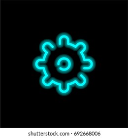 Settings blue glowing neon ui ux icon. Glowing sign logo vector