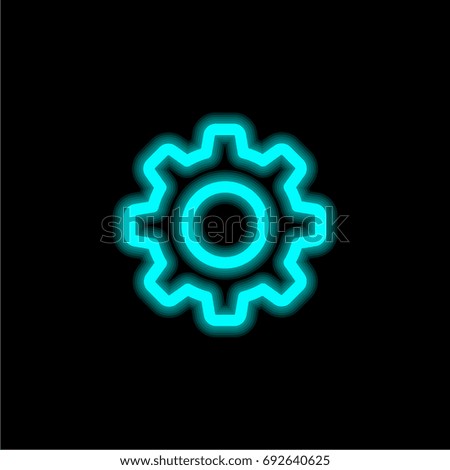 Settings blue glowing neon ui ux icon. Glowing sign logo vector