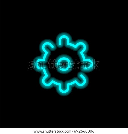 Settings blue glowing neon ui ux icon. Glowing sign logo vector