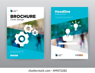 Settings Blue Idea Employee Minimalist Trend Business Corporate Social Life annual report brochure flyer design template stock vector, Leaflet abstract flat background, layout A4 size, EPS, 2016