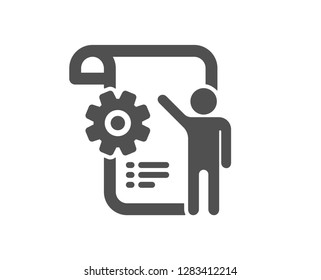 Settings blueprint icon. Engineering cogwheel tool sign. Cog gear symbol. Quality design element. Classic style icon. Vector