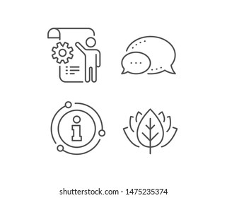 Settings blueprint line icon. Chat bubble, info sign elements. Engineering cogwheel tool sign. Cog gear symbol. Linear settings blueprint outline icon. Information bubble. Vector